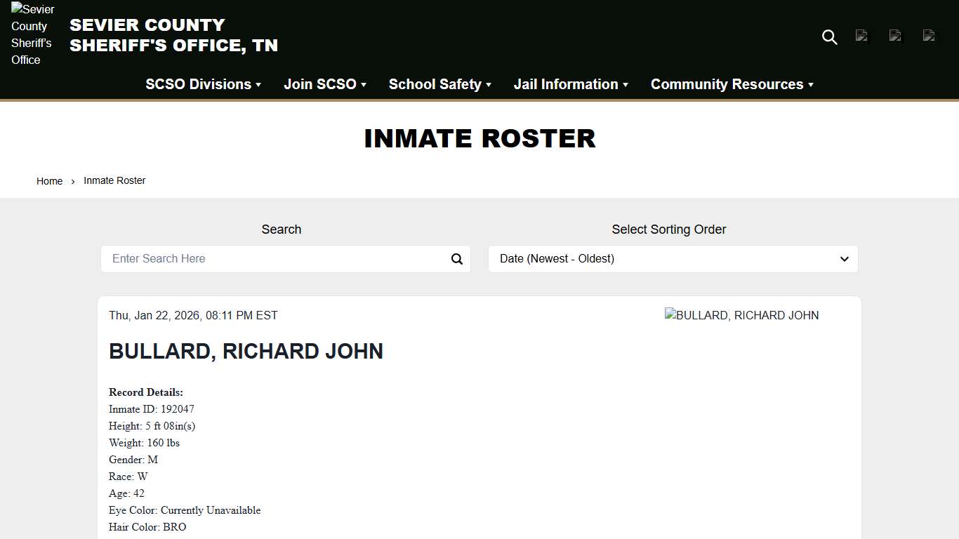 Inmate Roster Sevier County Sheriff’s Office